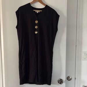 ✨Black Midi Dress with Gold Buttons